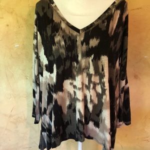 Logo Lori Goldstein print jersey swing top